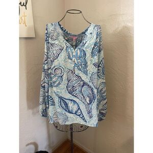 Lilly Pulitzer stuffed shells Elsa silk top EUC size XL